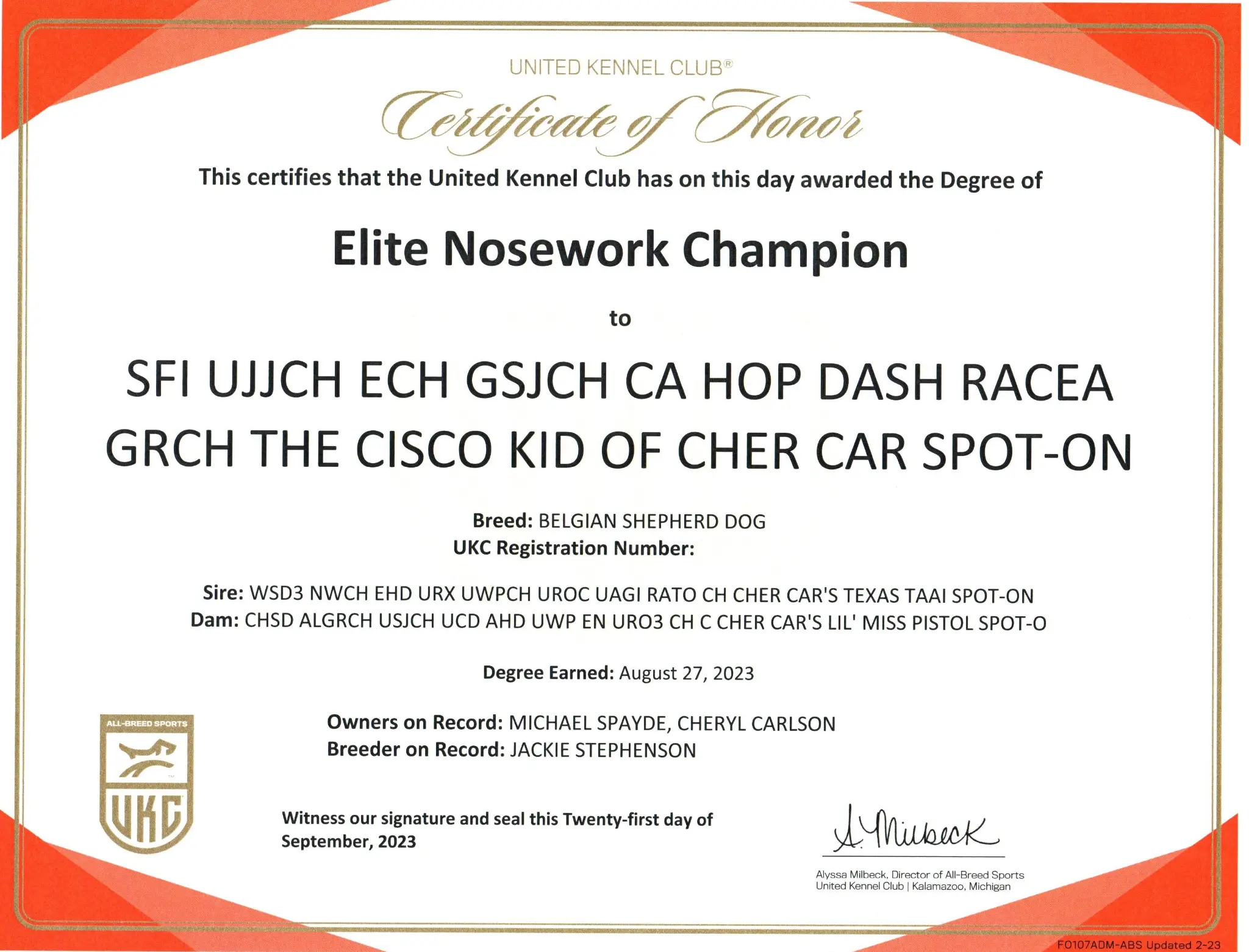 Excellent Champion (ECH)